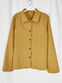 Jessefine Solid Color Collar Yellow Jacket, Casual Everyday Multipurpose Lightweight Outerwear For Spring & Summer - Yellow - View 2