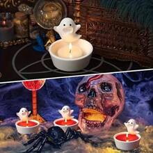 Cute Cartoon Ghost Candlestick, White Handmade Ceramic Candlestick, Tea Lampstick, Halloween Decoration Candlestick, Gift For Lovers, Mothers And Friends (Ghosts)