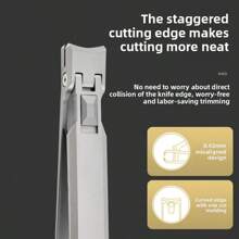 1pc Powder Metallurgy One-Piece Nail Clipper, Extra-Large Opening, Anti-Splash, High Quality, Ergonomic Design, Professional Grade, Easy Grip, Sharp And Durable Nail Clipping Tool, Suitable For Thick And Hard Fingernails And Toenails - Minimalist Style