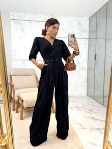 Marrant Women's Jumpsuit With Sensory Belt - 黑色 - 查看 4