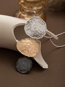 Asymmetrical Textured Bohemian Gothic Style Platinum & Black Pendant Y-Necklace, Versatile For Daily Wear, Party, Music Festival, Gathering, Holiday Gift