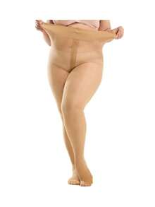 1双/2双加大码女式紧身裤，半透明T型裆部防撕裂高腰连裤袜，加固脚趾 - 彩色 - 查看 16