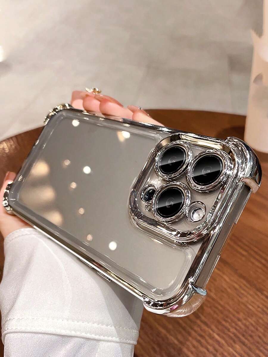 一个手机壳，兼容 16 Pro Max、11、12、13、14、11 Pro Max、12 Pro Max、13 Pro Max、14 Pro Max、XR、15、15 PRO、15 PRO MAX、Galaxy A05、A15、A25、A35、A55、S23、S24，兼容三星、Redmi、透明角气囊防震手机壳防水防摔防刮 - 銀色 - 查看 1