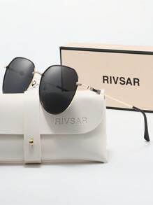 Óculos de sol polarizados redondos elegantes e retrô RIVSAR de metal para mulheres, óculos de sol tipo gatinho para lazer ao ar livre, festa, viagem, reunião, verão, proteção solar de alta qualidade, presente de marca para festivais, presente ideal para o Dia dos Namorados, Natal, Halloween