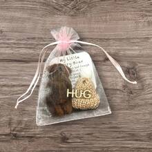 1 Set Mini Plush Bear Hug Gift Bag With Motivational Card, Adorable Brown And White Teddy Bears In A Clear Mesh Bag, Perfect Thoughtful Birthday And Holiday Gift For Loved Ones, Heartfelt Present For Significant Other