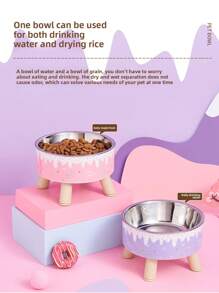 1pc/2pcs/3pcs Stainless Steel Elevated Pet Bowls With Sturdy Stand, Anti-Slip & Anti-Spill, Large Capacity For Cat And Dog Food And Water