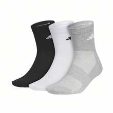 Adidas 3雙加厚中筒襪，附足踝支撐與足弓壓力，推薦 [XS] 腳長：21-22cm [S] 腳長：21-23.5cm [M] 腳長：24-26cm [L] 腳長：26.5-28.5cm - 黑白灰 - 查看 4