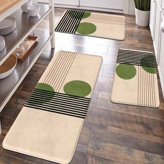 1 pieza Decoración del hogar, decoración de habitación, decoración de baño, alfombra de baño, alfombra de baño antideslizante, decoración de cocina, alfombra de cocina, alfombra, juego de baño, felpudo, superficie suave y mullida, decoración del hogar, alfombra antifatiga, alfombra con estampado geométrico y a rayas simple, estilo minimalista, superficie suave y cómoda, descanso de los pies, alivio de la fatiga