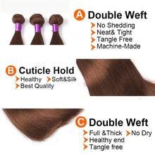 BINF #4 Straight Human Hair Extensions Colored Chocolate Brown Cheap Human Hair Bundle For Women 1 / 3 / 4 Bundles Double Weft 10-30" - màu 4 - Xem 3