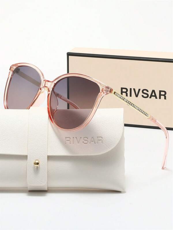 نظارات شمسية كريستال بعدسات بيضاوية على شكل عين القطة شفافة للنساء من علامة RIVSAR، أنيقة للاستخدام الخارجي والرحلات والسهرات والتجمعات. نظارات شمسية ذو تصميم مجوهراتي بعدسات دائرية مميزة في أيام العطلات. هدايا عيد الحب وعيد الميلاد، وعيد الهالوين.