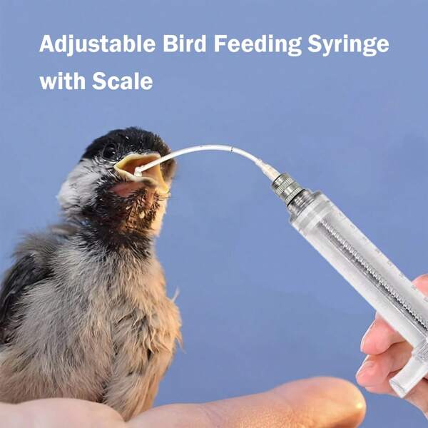 Adjustable Bird Feeding Syringe With Scale | Reusable Durable Plastic Multi-Nozzle Pet Feeder For Young Bird ,Sick Birds & Feeding Medication | Artificial Feeding Of Small Animals,Bird Care Accessories Nursing Feeding Tools For Chicks/Parrots,10ml 20ml
