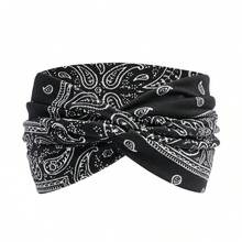 1件装女士新款波西米亚佩斯利花纹复古印花瑜伽头带，弹性运动交叉发带，发饰，头巾式头带，秋冬季保暖发带，适合度假装扮，女士优雅围巾，女士头巾，柔软头巾