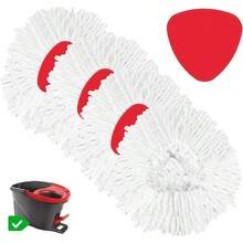 4 Pack Spin Mop Refill Replacement Head Compatible With EasyWring Spinning Mop, With 1 Swivel Mop Base, 100% Microfiber Deep Cleaning Machine Washable - White (1-Tank System) - Mop 4pc+Base 1pc - View 1