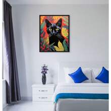 1 peça de presente, pôsteres de gato preto, impressão estilo Matisse, pôsteres coloridos de gato, artes de parede de gato, impressão vintage de gato preto, sem moldura