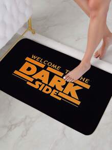 1pc Minimalist Fashion Style Dark Color Letter Print Doormat, Indoor Entrance Mat, Elastic Bathroom Mat, Bathroom Non-Slip Mat, Modern Simple Design, Absorbent, Anti-Slip And Durable Small Rug, Kitchen Floor Mat, Flannel Bathroom Non-Slip Mat, Suitable For Bathroom, Living Room, Bedroom, Kitchen, Shower Room, Home Decor, Shower Room And Party Carpet, Bathroom Decor, Bathroom Mat, Bathroom Accessories