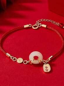 1 szt. Amulet ryby Koi Czerwona bransoletka z liny, bransoletka z zawieszką na szczęście, prezent urodzinowy dla dziewczyny