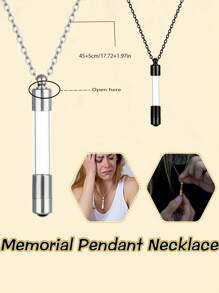 1 pieza Collar urna de cremación de acero inoxidable, joyería conmemorativa adecuada para cenizas humanas o de mascotas, regalo de recuerdo para usar a diario, apropiado para el Día de San Valentín, regalo de Navidad