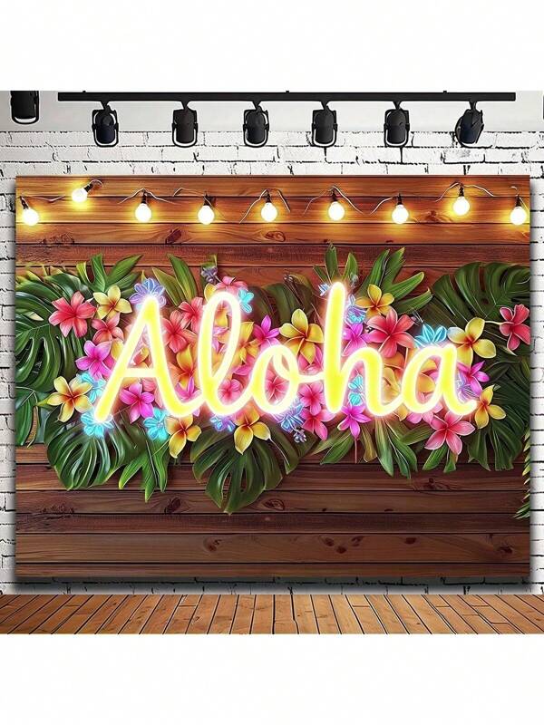 1 stuk Hawaiiaanse Aloha Party Achtergrond Banner, Polyester Materiaal, Meerdere Maten Selectie, Zomer Tropische Hawaiiaanse Strand Foto Achtergrond, Feest Foto Achtergrond, Verjaardagsfeest Banner, Feestdecoratie Fotohokje Schietaccessoires