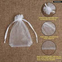 50pcs Transparent Chiffon Gift Bags, Premium Polyester Drawstring Pouches For Wedding Favors, Jewelry, Party Supplies And Soap Packaging