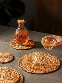 1 件圆形藤条隔热垫情人节、情人节婚礼、生日、防滑厨房用具，搭配舒适的秋冬风格、家居和厨房必备品、厨房卫生必备品