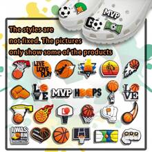 20/30 pièces aléatoires de la série Sports - Charmes pour chaussures de basket-ball, football, softball, baseball, volley-ball, etc. pour sabots et sandales, charmes de chaussures PVC de haute qualité. Accessoires populaires et décorations, super cadeaux pour Noël, anniversaire, fête