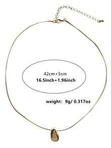 1pc Handmade Geometric Asymmetrical Zinc Alloy Heart Necklace - Yellow Gold - View 4