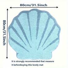 1件装毛绒扇贝形浴室地垫 - 仿羊羔绒材质，TPR防滑，可机洗，蓝白贝壳图案，柔软蓬松的仿羊羔绒材质，适用于浴室、卧室、厨房、办公室、游戏室 - 装饰地垫，浴室地垫，厨房装饰，厨房地毯 - 彩色 - 查看 14