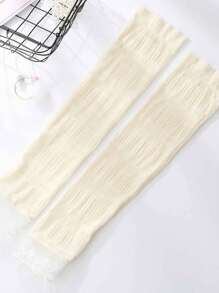 1 双女士户外防晒蕾丝冰丝袖套，公主芭蕾风格，优雅时尚，肘部拼接，多功能防晒透气防紫外线蕾丝袖套，适合夏季