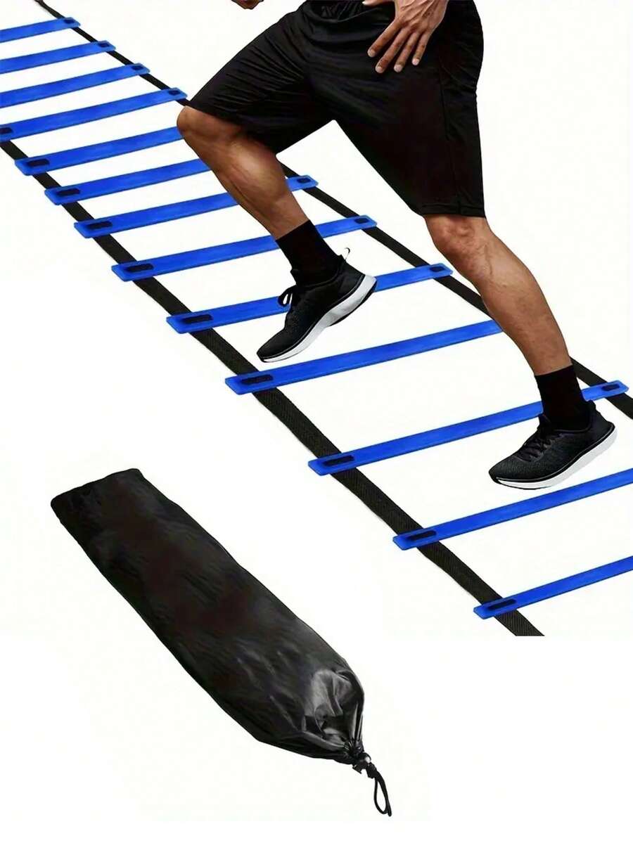 1pc Agility Ladder, Popular Football Training Sports Equipment, Agility Speed Ladder, Agility Ladder, Hop Ladder, Jump Rope, Gym, Sport, Gym, Home Exercise, Sport Accessories, Gym Accessories, CrossFit Accessories - Blue - View 1