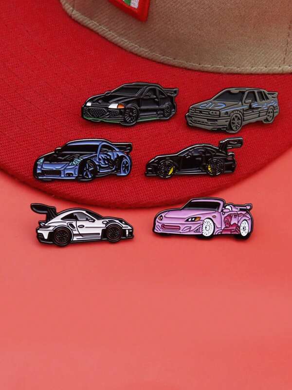 Múltiples alfileres con forma de coche para sombreros, modelo nuevo 2025, alfileres creativos para sombreros con forma de coche clásico, insignia de metal con pintura esmaltada, broche decorativo para sombreros en existencia