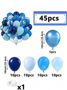 45 Stücke 10 Zoll Metallblau Luftballons und marineblau Latex Luftballon Set für Geburtstagsfeiern, Hochzeiten, Gender-Reveal Partys, Graduationsfeiern, Partydekorationen, Jubiläum und andere Heimatveranstaltungen