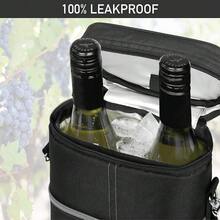 New  2 Bottle Wine Carrier Tote, Insulated Leakproof Wine Cooler Bag, Wine Travel Bag Tote For Picnic BYOB Beach, Portable Wine Bottle Carrying Case, Gift For Wine Lover Women Men Christmas, Dark Grey - Dark Gray - View 5