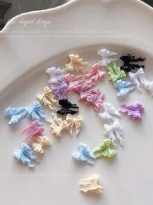 30 件马卡龙色 3D 蝴蝶结美甲装饰，别致丝带美甲配件，适合女性和女孩 DIY 工艺美甲用品指甲美甲饰物美甲宝石 - 彩色 - 查看 5