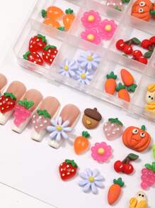 36 Pieces Of Resin Fruit Mixed-Style Nail Art Accessories, Multi-Color Mixed-Style Versatile And Simple DIY Artistic Decorative Nail Hangers, DIY Wearables Nail Material Package