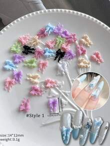 30 件马卡龙色 3D 蝴蝶结美甲装饰，别致丝带美甲配件，适合女性和女孩 DIY 工艺美甲用品指甲美甲饰物美甲宝石 - 彩色 - 查看 11