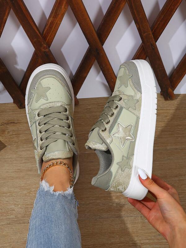 Women Minimalist Leather Skate Shoes, Low Top Lace-Up Casual Sports Sneakers, Outdoor Vacation Versatile Platform Walking Shoes