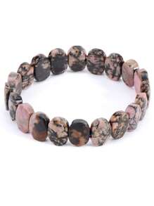 1 pieza Brazalete de piedra natural CSJA para hombres y mujeres, pulsera con cuentas ovaladas facetadas de obsidiana, cuarzo rosa, cristal de roca y ojo de tigre, joyería de verano, regalo