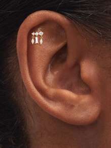 1Pc 925 Sterling Silver Cartilage Helix Piercing Earring For Women Hypoallergenic Flat Back Stud Earring Perfect For Daily Wear/Party/Gift Bridal Jewelry Fine Jewelry