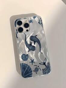 1pc TPU Protective Phone Case With Feather, Seashell, Whale Print, Compatible With Apple 16, 15, 14, 13, 12, 11 Pro Max, Series Waterproof Shockproof Anti-Fall Scratch Resistant