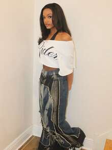Steph T Quần Jeans Ống Rộng Rách Co Giãn Lưng Thun Cho Nữ Quần Jeans Denim Thường Ngày Quần Jeans Rách Cổ Điển Y2K Thời Trang Đường Phố Quần Dài Rộng Cho Mặc Hàng Ngày - Nhiều màu - Xem 5