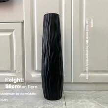 Jarrón alto de pie grande, de plástico de imitación de cerámica, blanco y negro, de estilo europeo, para arreglos florales secos y decoración del salón. Jarrón cilíndrico retro clásico, resistente, de varios colores, decoración de sobremesa para sala de estar, sin necesidad de baterías
