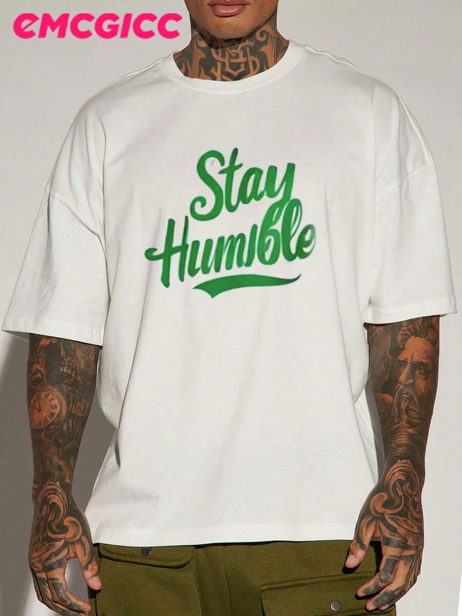 EMCGICC Men's Summer Short Graphic Tees Sleeved Pure Cotton Comfortable And Breathable Casual Outdoor Street Round Neck T-Shirt, A High-Quality Fashion Brand, A Surprise Gift For Family And Friends. - 白色 - 查看 1