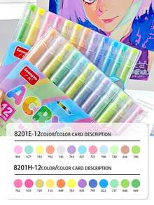 GuangNa 72 Color Skin Tone Macaron Color Scheme Direct-Liquid Acrylic Soft-Tip Marker Pens, Student Drawing/Painting/Doodling/Anime Character Skin Tone Colored Marker Pens, DIY Waterproof Art Markers For Clothes/Shoes/Glass/Stones - Multicolor - View 9