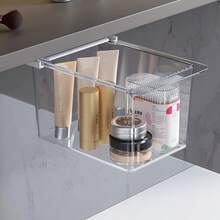 Drawer-Style Organizer Box Under Mirror Cabinet, Transparent Cartoon, For Cleaning Swabs, Makeup Pads, Bathroom Cabinet Pull-Out Storage Rack - Multicolor - View 3