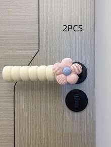 1/2pcs Flower Pattern Door Knob Protector, Soft Cover To Prevent Collision And Static Electricity, Suitable For Left And Right Hand Side