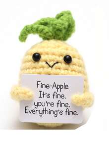 1个手工钩织可爱娃娃摆件，附赠卡片，适用于盆栽植物、卧室、办公室、客厅、家居、景观、汽车、窗户等场所，毛绒娃娃，积极向上，针织填充动物，钩织毛绒娃娃礼物