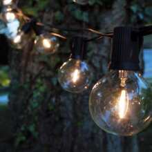 Outdoor Solar Powered G40 Waterproof Shockproof String Lights, Plastic Material Warm White Retro Decor Lighting For New Year Party Wedding Camping Garden Holiday Illumination
