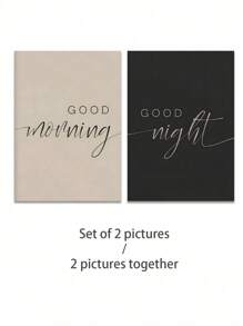 1pc Canvas Inspirational Text Wall Art, Modern Art, Good Morning/Good Night, Motivational Quote, Black And White Creative Mixed Media Room Decor, Wall Art Poster, Living Room Sofa Background Decor, Entryway Hallway Decor, Home Decoration, School Decor, Art Gift, Unframed