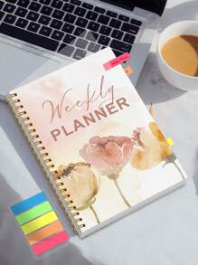 BUBU Agenda accademica giornaliera e settimanale A5, + adesivi per indice, quaderno di pianificazione giornaliera minimalista senza data con layout a slot orari, gestione delle attività, registri del benessere, equilibrio tra lavoro e vita, back to school, forniture per ufficio e scuola