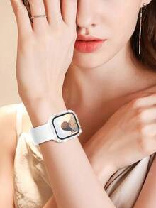 1pc Unisex Transparent Shiny Crystal Rhinestone Decorative Fashionable Anti-Drop Ultra-Thin Tempered Glass Screen Protector, Compatible With Apple Watch Case 38/40/41/42/44/45/46/49mm, Suitable For Apple Watch Series Ultra/SE/11/10/9/8/7/6/5/4/3/2/1, Smart Watch Accessory - Clear - View 11
